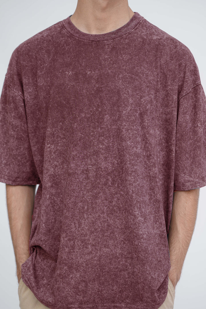 Maroon Acid Wash Oversized Tshirt ParadiseZone