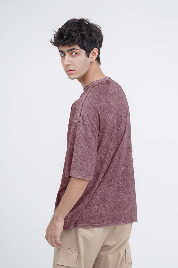 Maroon Acid Wash Oversized Tshirt ParadiseZone