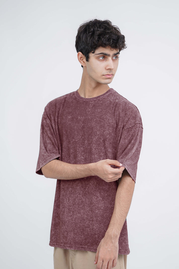 Maroon Acid Wash Oversized Tshirt ParadiseZone