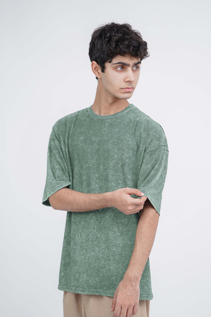 Army Green Acid Wash Oversized Tshirt ParadiseZone