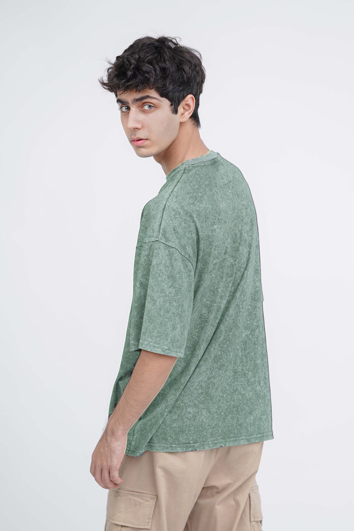Army Green Acid Wash Oversized Tshirt ParadiseZone