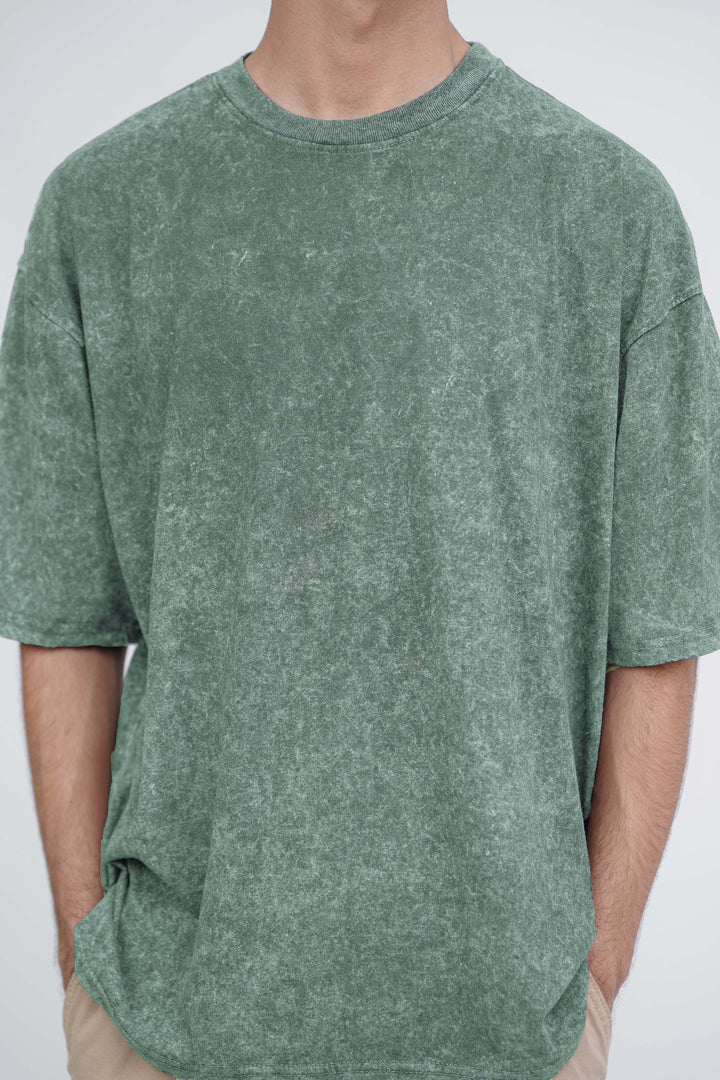 Army Green Acid Wash Oversized Tshirt ParadiseZone