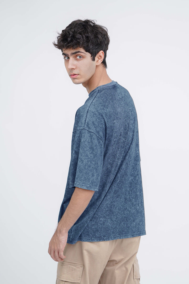 Navy Blue Acid Wash Oversized Tshirt ParadiseZone