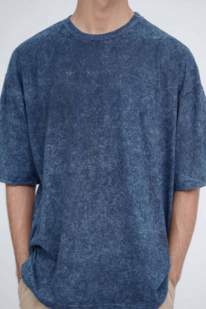 Navy Blue Acid Wash Oversized Tshirt ParadiseZone