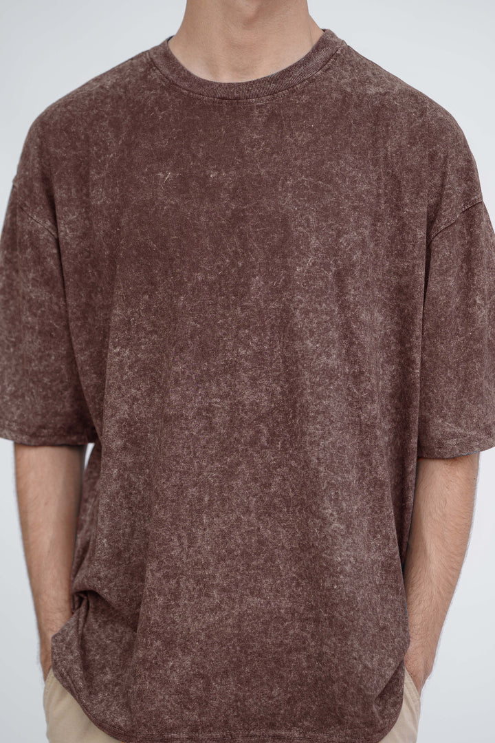 Brown Acid Wash Oversized Tshirt ParadiseZone