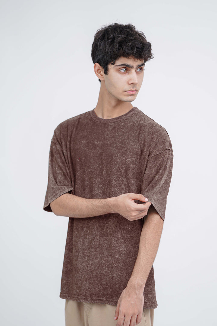 Brown Acid Wash Oversized Tshirt ParadiseZone