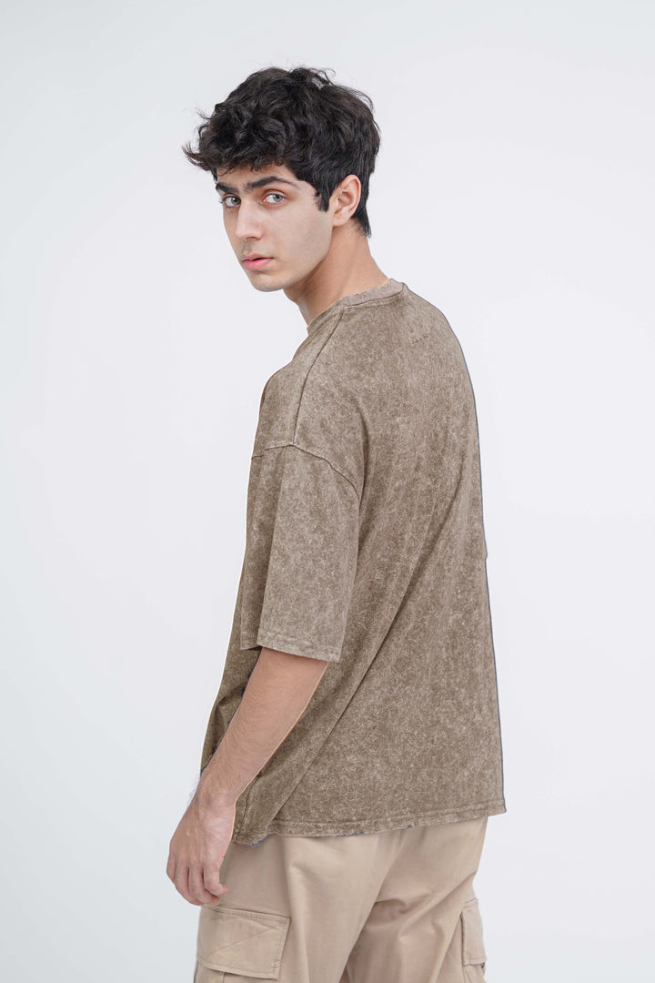 Khaki Acid Wash Oversized Tshirt ParadiseZone