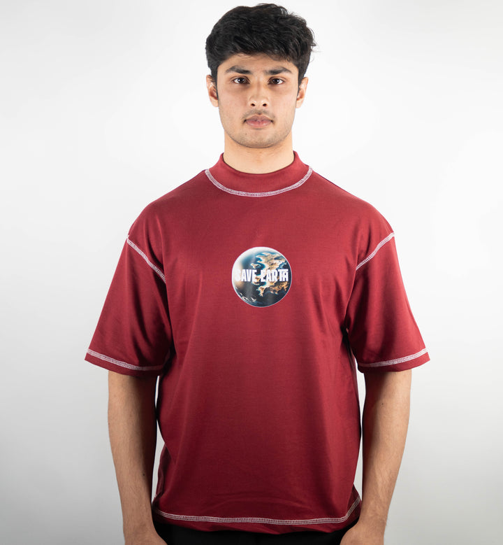 Contrast Stitch - Maroon - Save Earth ParadiseZone