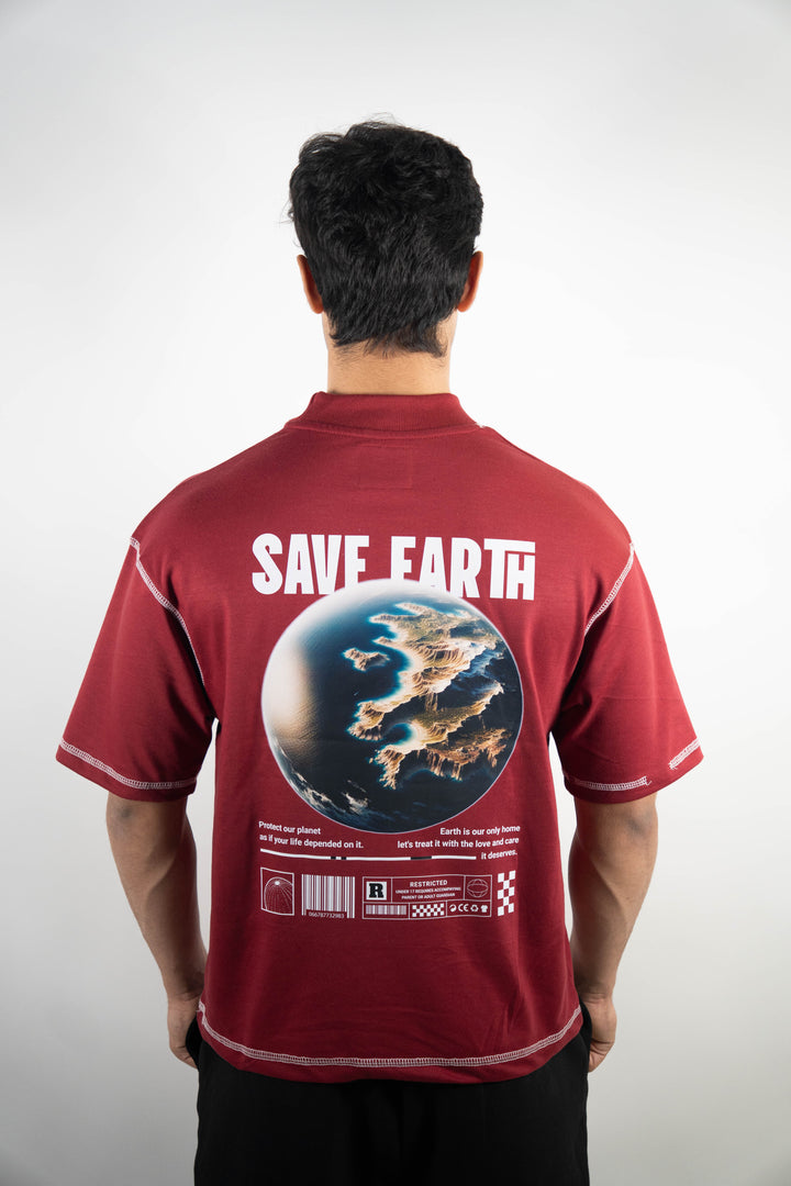 Contrast Stitch - Maroon - Save Earth ParadiseZone