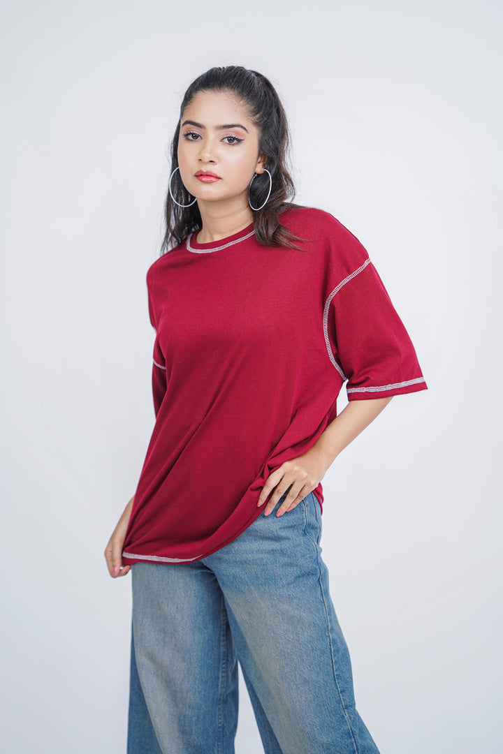 Contrast Stitched Boxy Fit T-shirt ParadiseZone