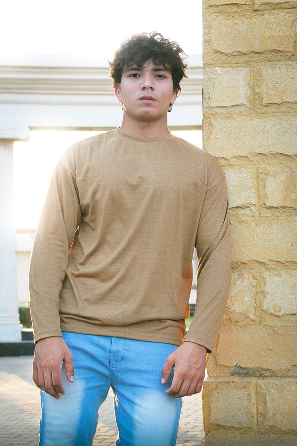 Khaki Long Sleeves Ovesized T-shirt ParadiseZone