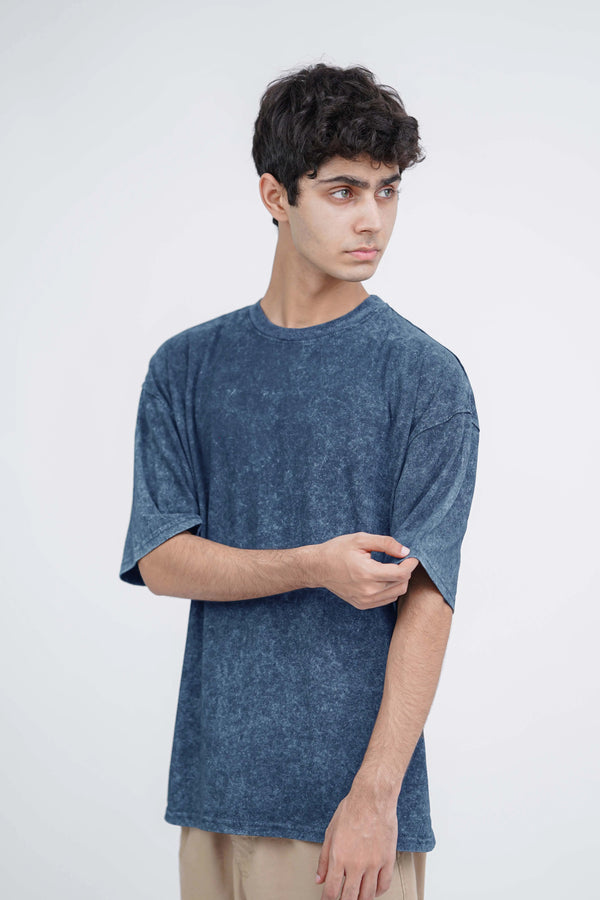 Navy Blue Acid Wash Oversized Tshirt ParadiseZone
