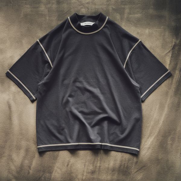 Charcoal Boxy-Fit Contrast Stitched T-shirt
