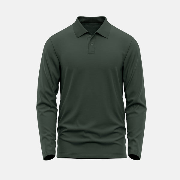 Army Green Long Sleeves Polo T-shirt ParadiseZone