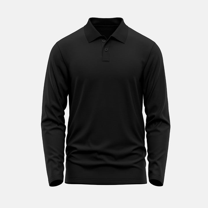 Black Long Sleeves Polo T-shirt ParadiseZone