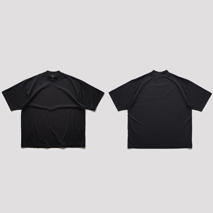 Black Boxy-Fit Mock-Neck T-shirt ParadiseZone