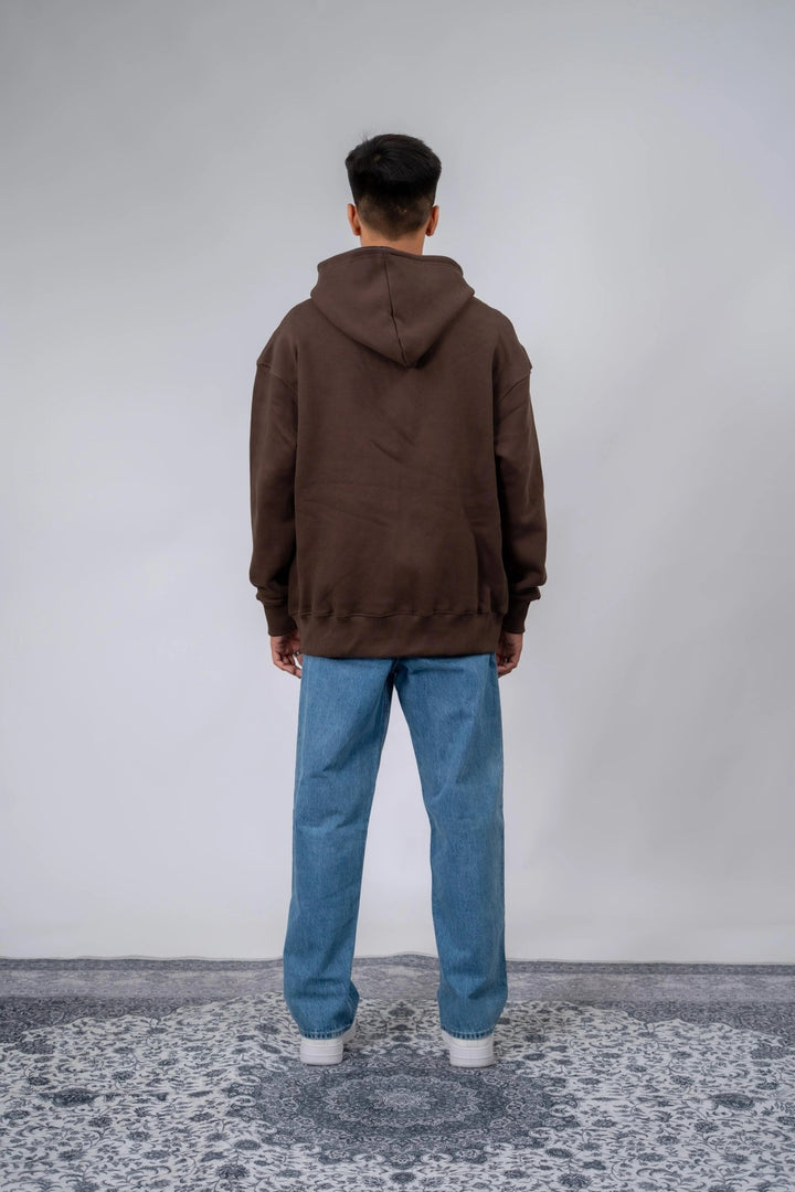 Brown Plain Oversized Zipper Hoodie - ParadiseZone