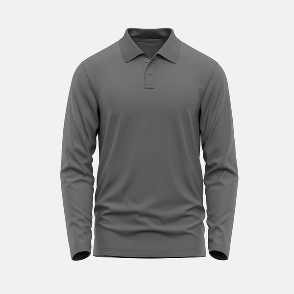 Charcoal Grey Long Sleeves Polo T-shirt ParadiseZone