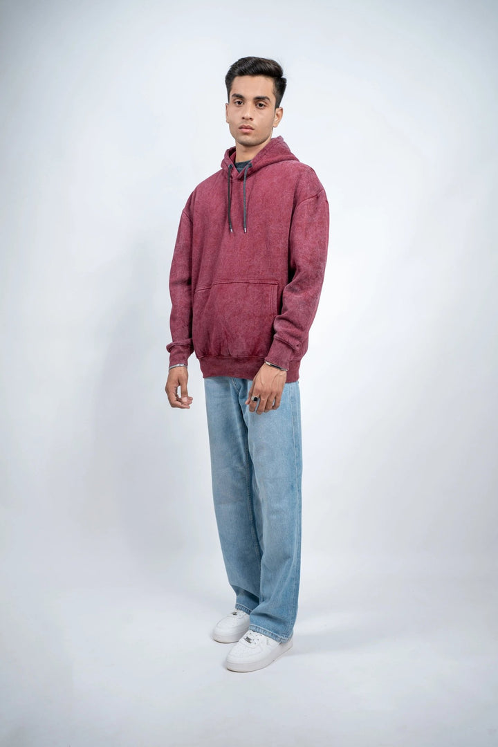 Maroon Washed Oversized Hoodie - ParadiseZone