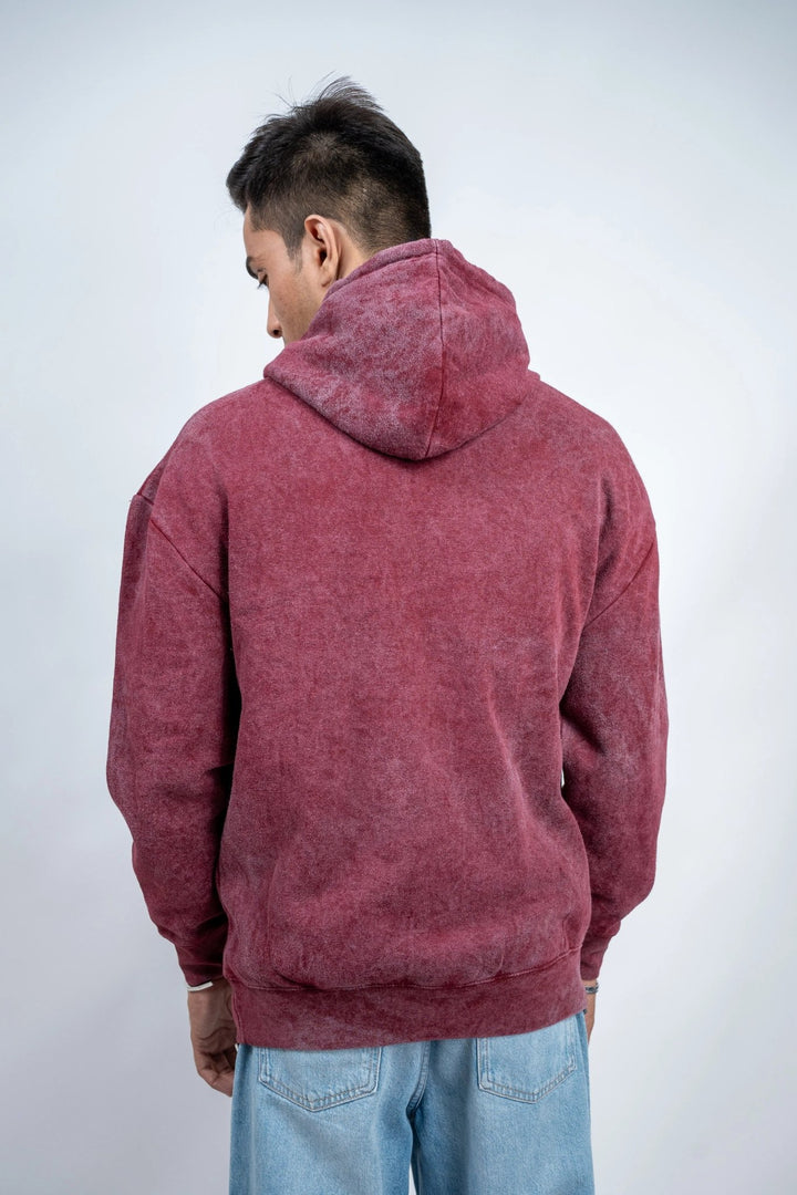 Maroon Washed Oversized Hoodie - ParadiseZone