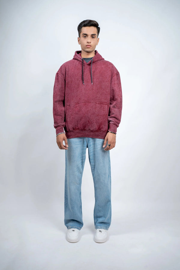 Maroon Washed Oversized Hoodie - ParadiseZone