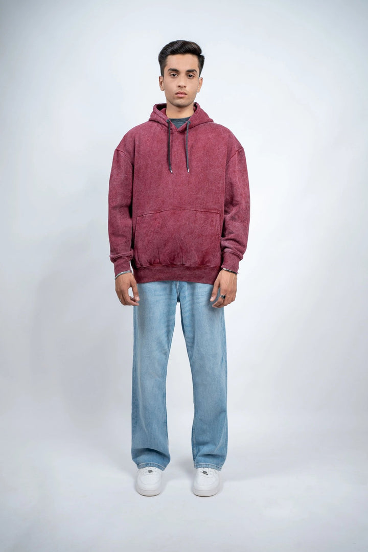 Maroon Washed Oversized Hoodie - ParadiseZone