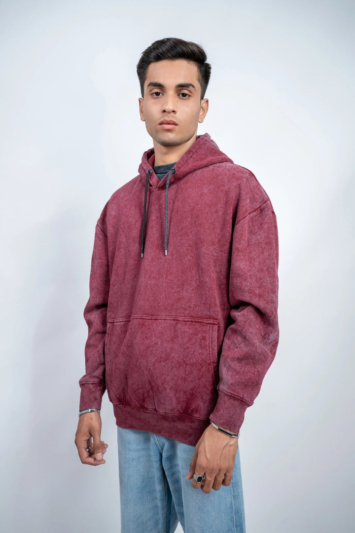 Maroon Washed Oversized Hoodie - ParadiseZone