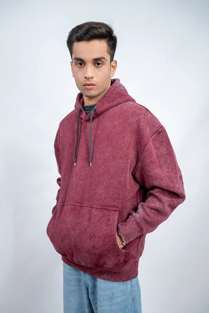 Maroon Washed Oversized Hoodie - ParadiseZone