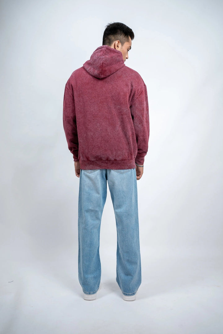 Maroon Washed Oversized Hoodie - ParadiseZone