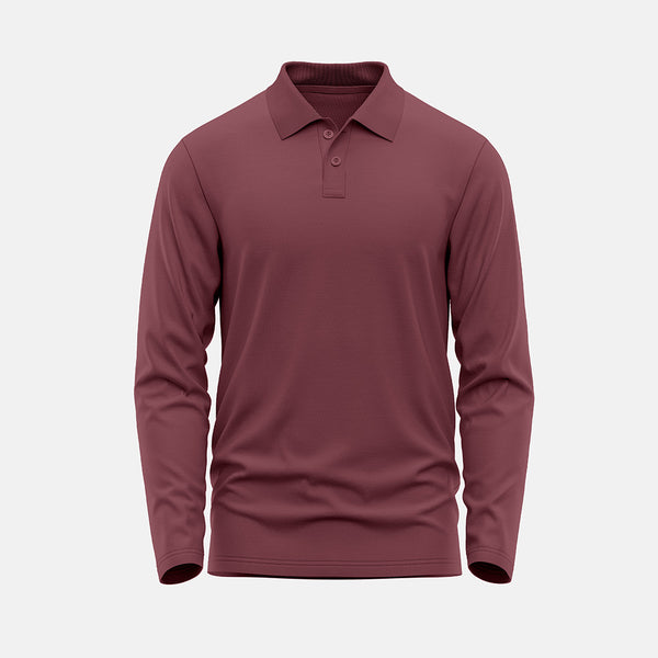 Maroon Long Sleeves Polo T-shirt ParadiseZone