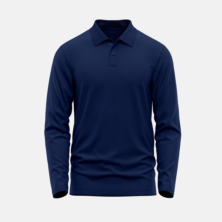 Navy Blue Long Sleeves Polo T-shirt ParadiseZone