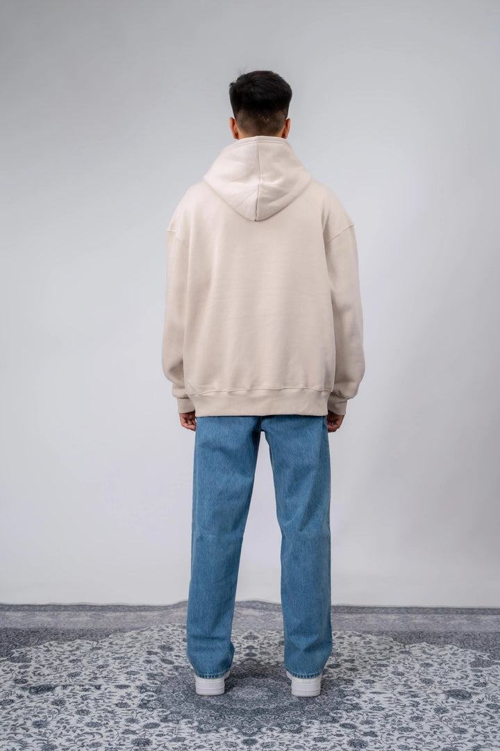 OFF White Plain Oversized Zipper Hoodie - ParadiseZone