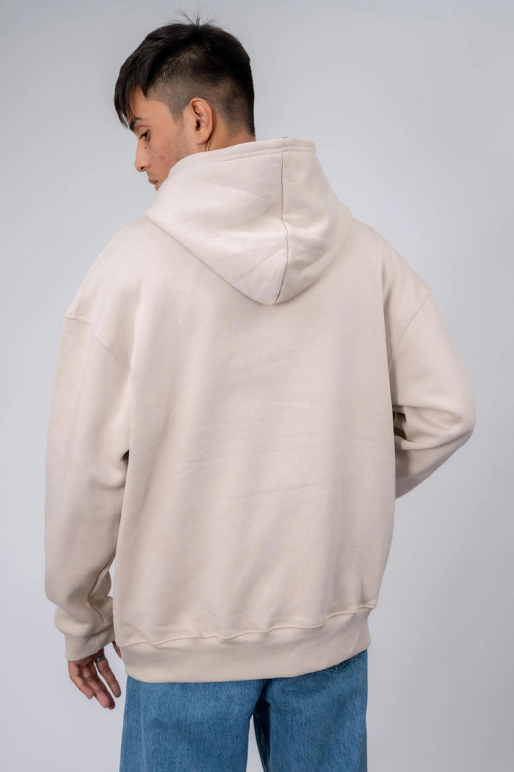 OFF White Plain Oversized Zipper Hoodie - ParadiseZone
