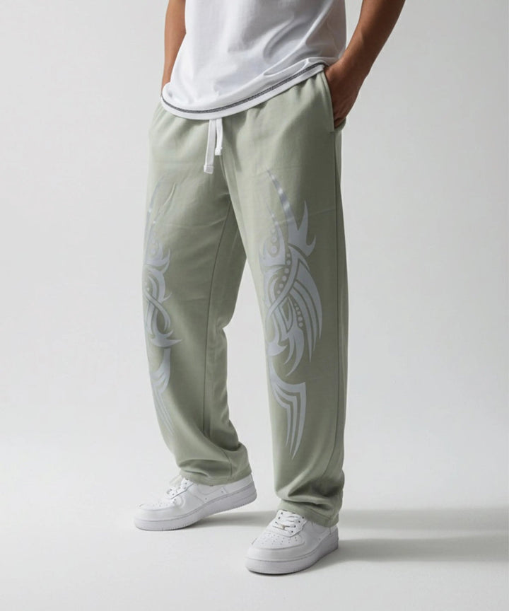 Sea Green Printed Baggy Trouser - ParadiseZone