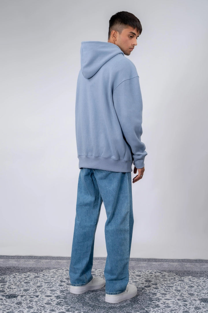 Sky Blue Plain Oversized Zipper Hoodie - ParadiseZone