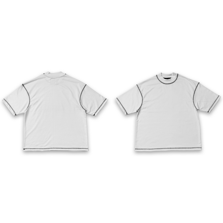 White Boxy-Fit Contrast Stitched ParadiseZone