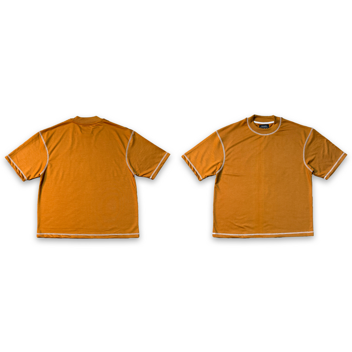 Yellow Boxy-Fit Contrast Stitched T-shirt ParadiseZone